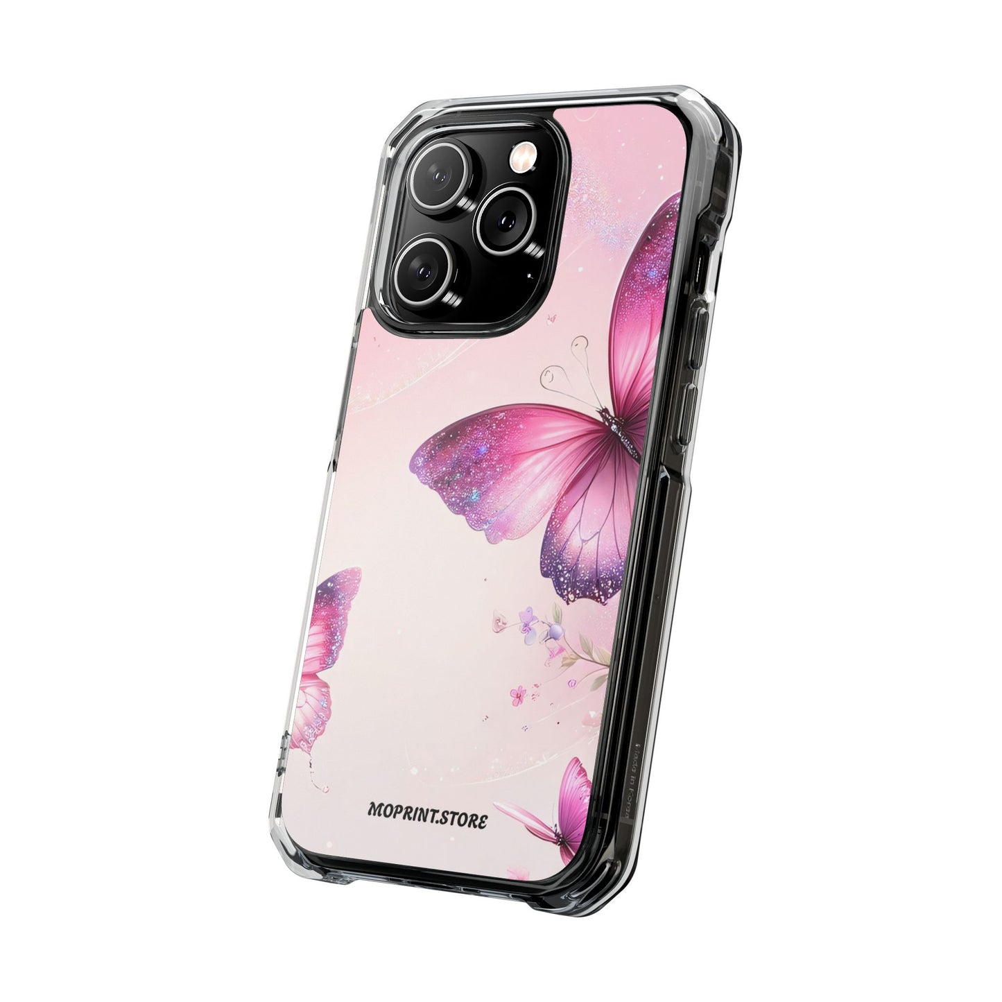 Butterfly Floral Magnetic Clear Impact Case - Stylish Protection for Your Phone