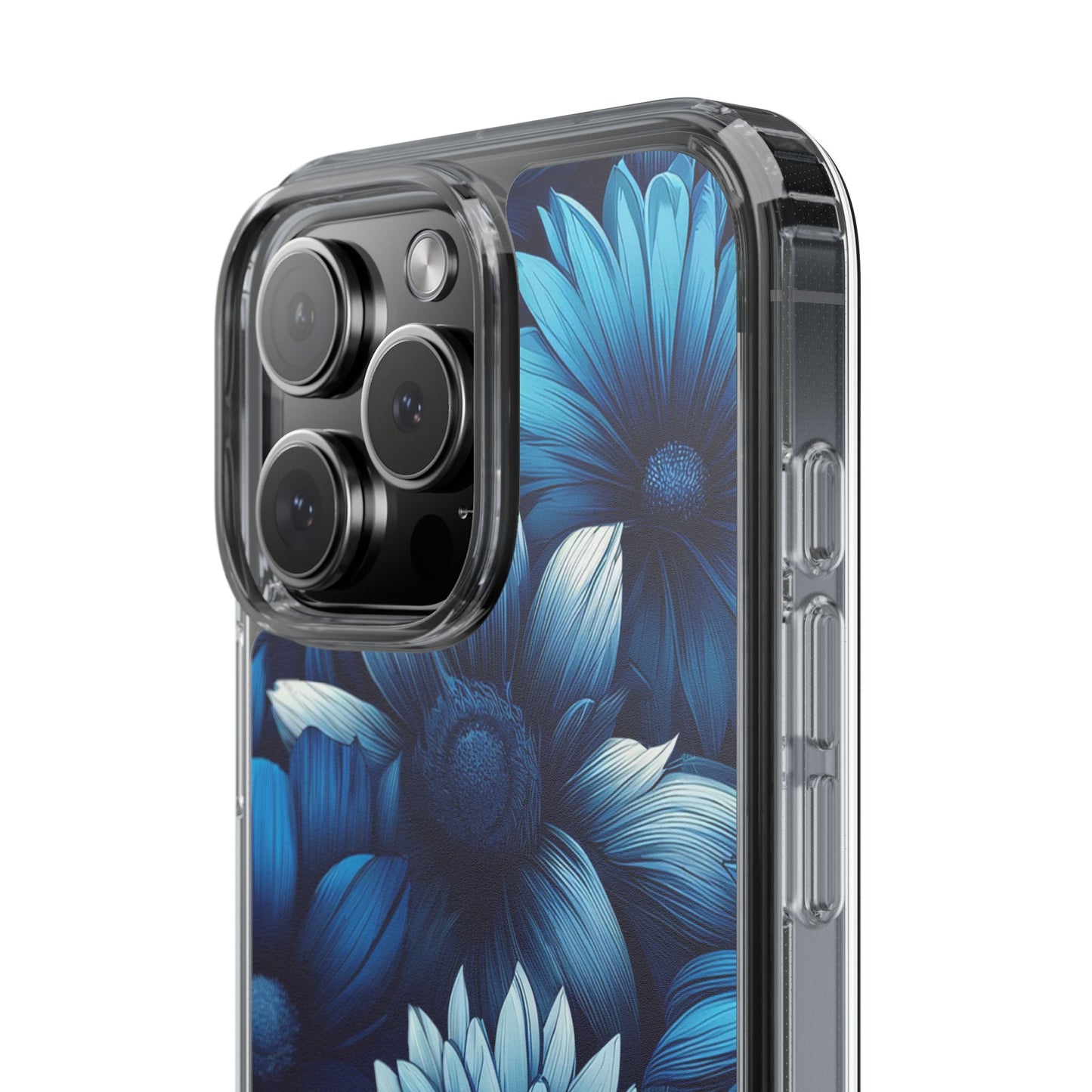 Floral Clear Phone Case - Vibrant Blue Flower Design