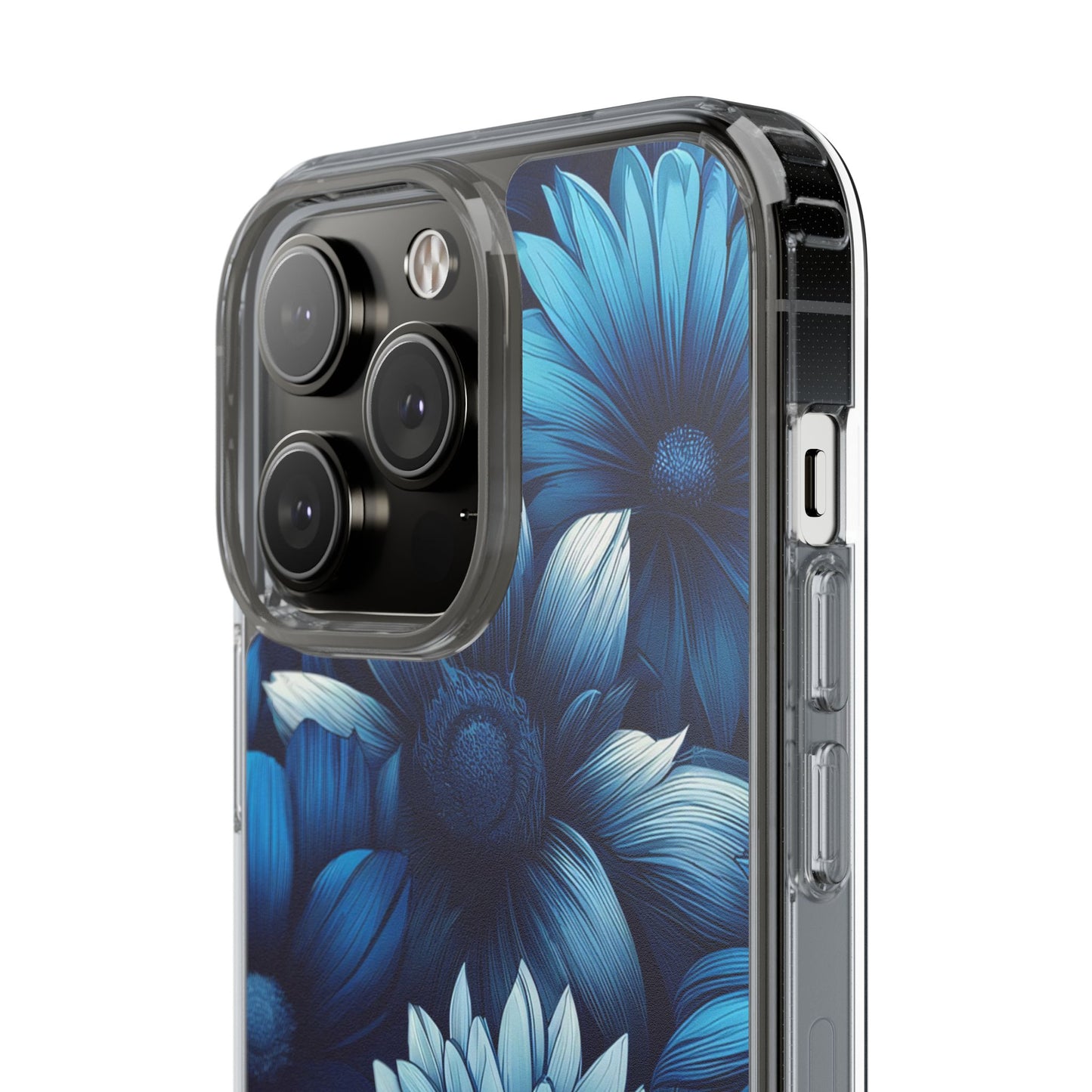 Floral Clear Phone Case - Vibrant Blue Flower Design