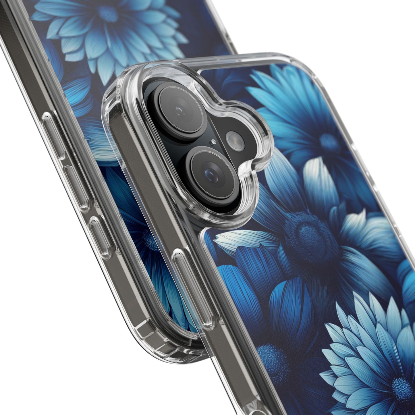 Floral Clear Phone Case - Vibrant Blue Flower Design