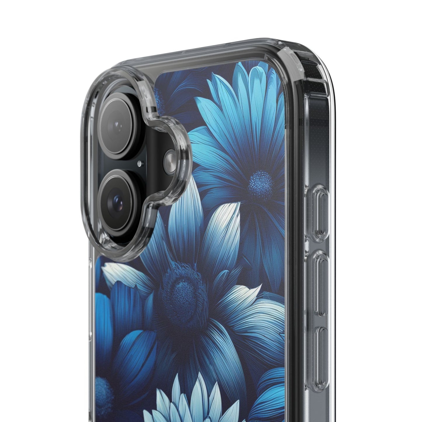 Floral Clear Phone Case - Vibrant Blue Flower Design