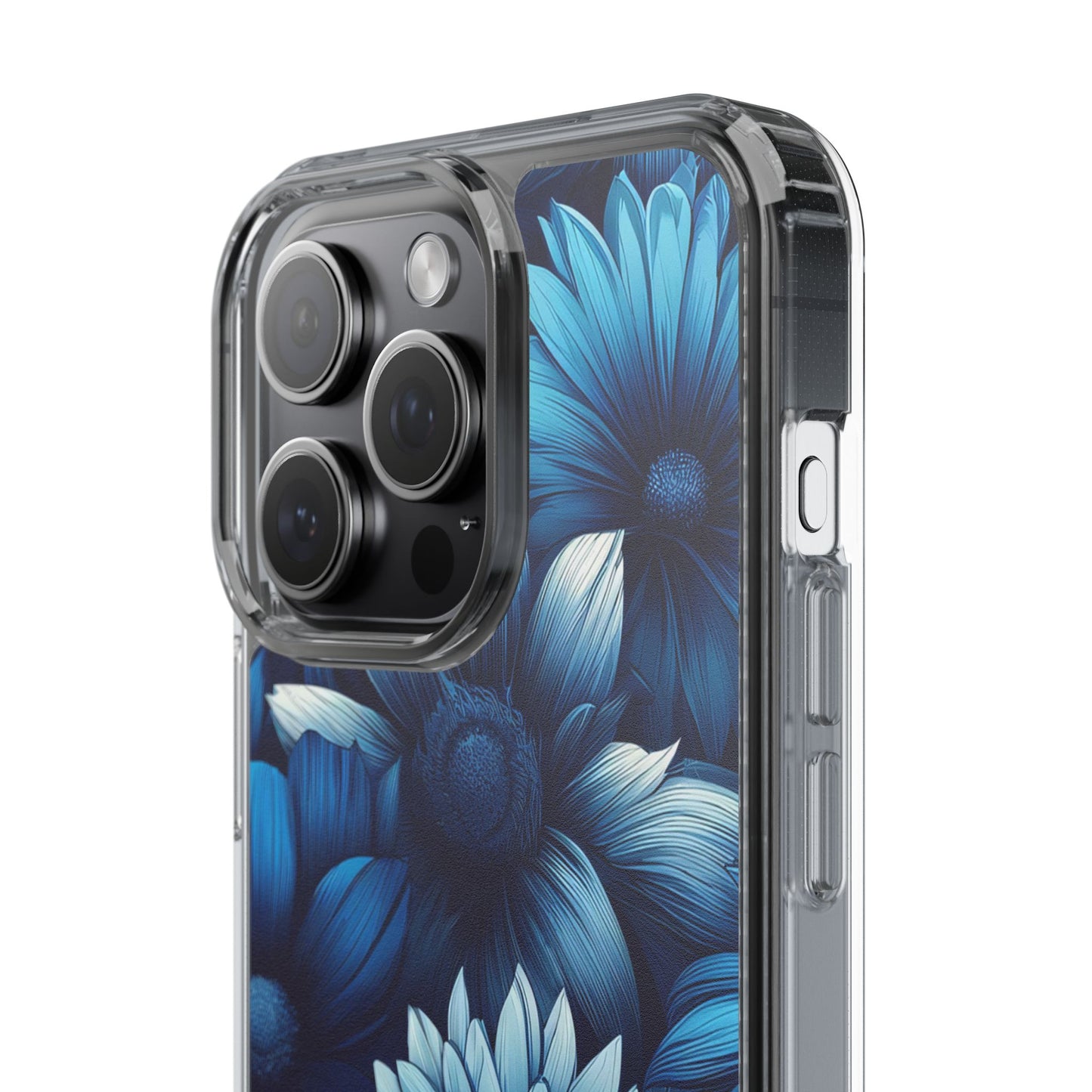 Floral Clear Phone Case - Vibrant Blue Flower Design