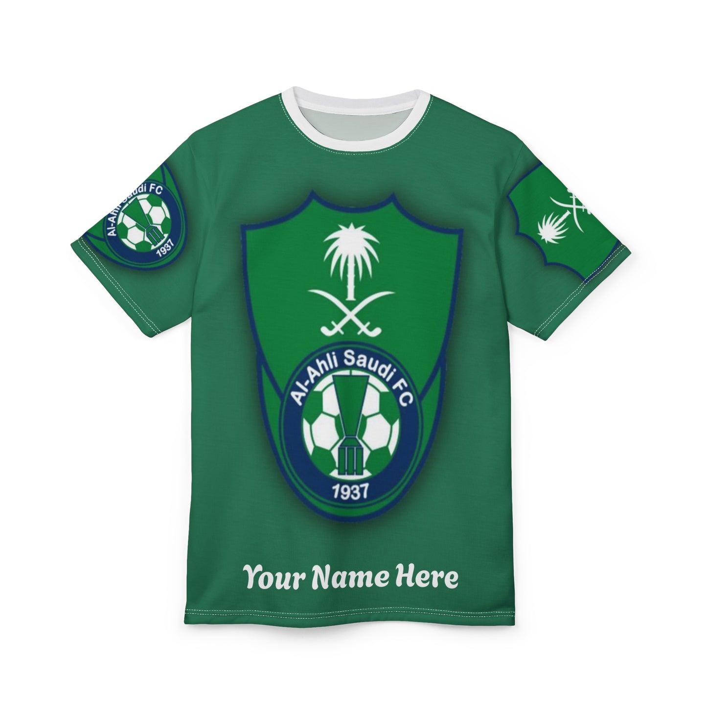 Custom Al-Ahli Saudi FC Unisex Cut & Sew Tee - Personalized Soccer Shirt