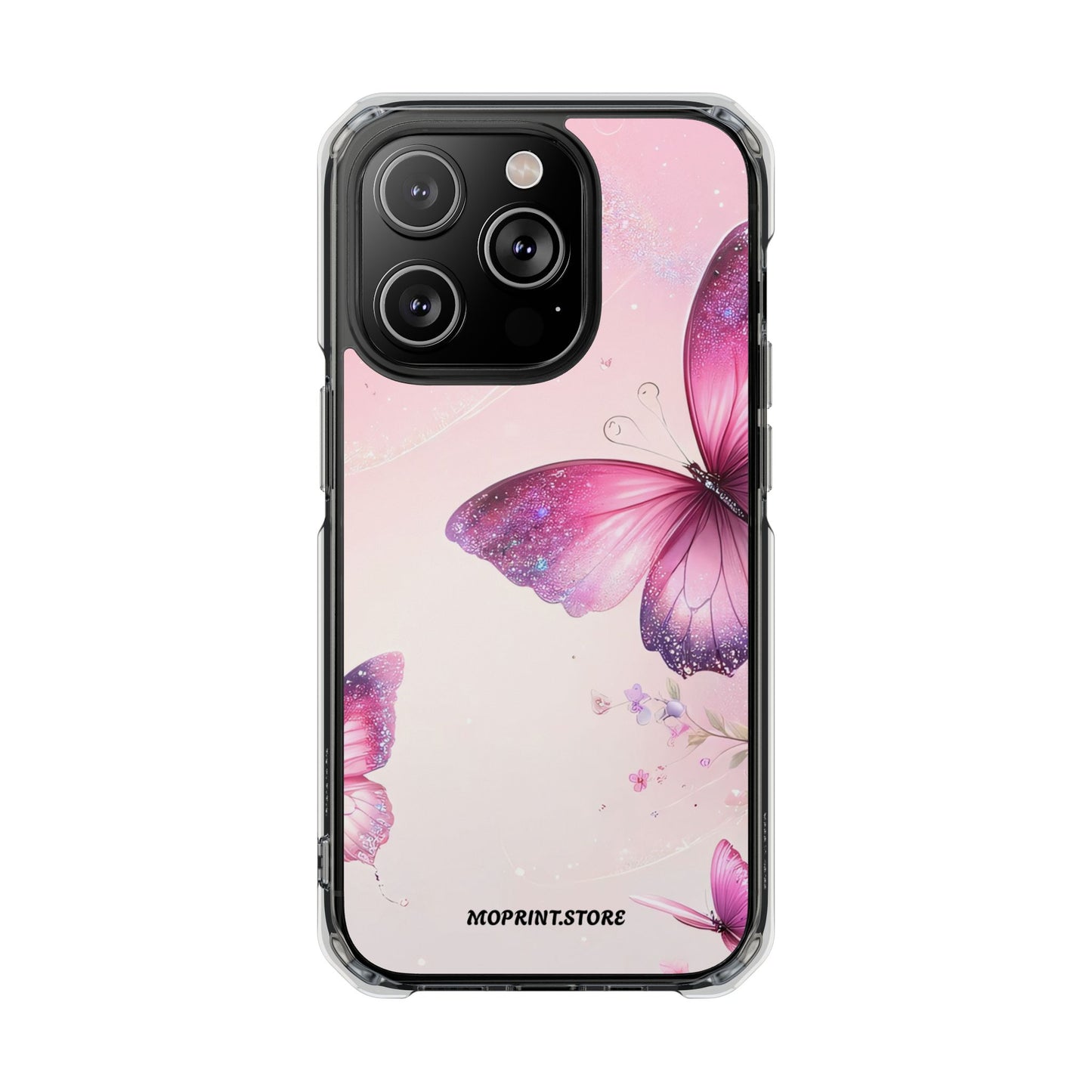 Butterfly Floral Magnetic Clear Impact Case - Stylish Protection for Your Phone