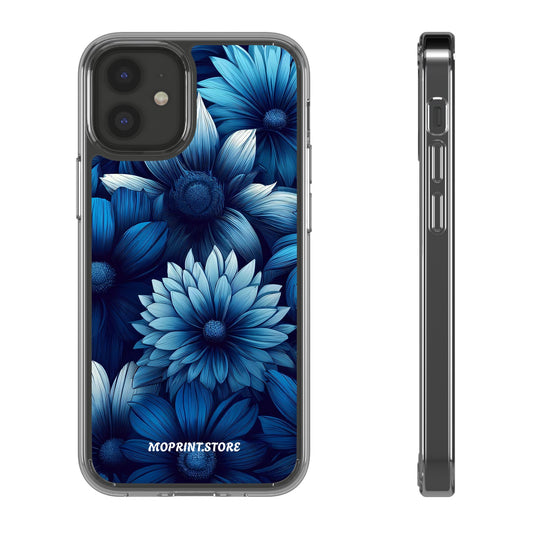 Floral Clear Phone Case - Vibrant Blue Flower Design