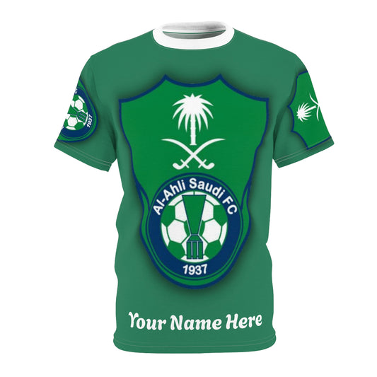 Custom Al-Ahli Saudi FC Unisex Cut & Sew Tee - Personalized Soccer Shirt